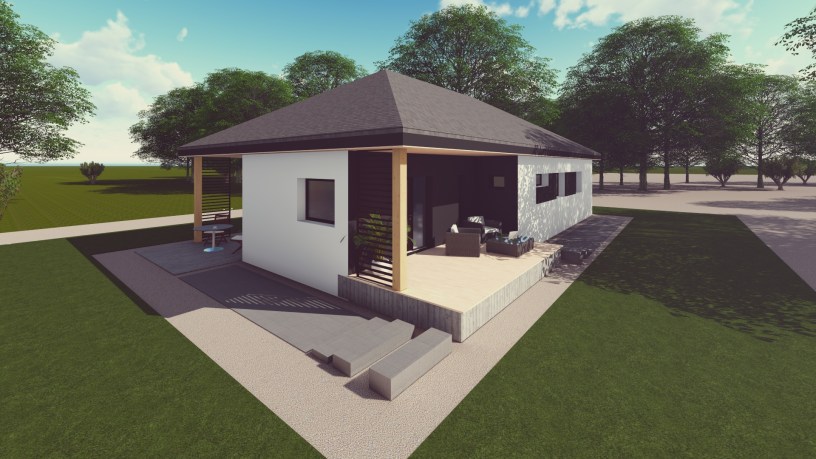 Casa Parter 9 metri latime cu 3 dormitoare