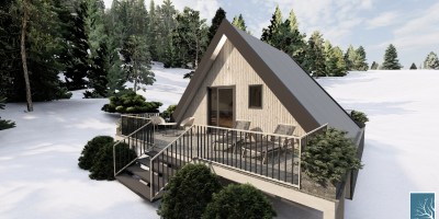 Casa tip a frame de lemn