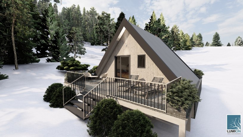 Casa tip a frame de lemn