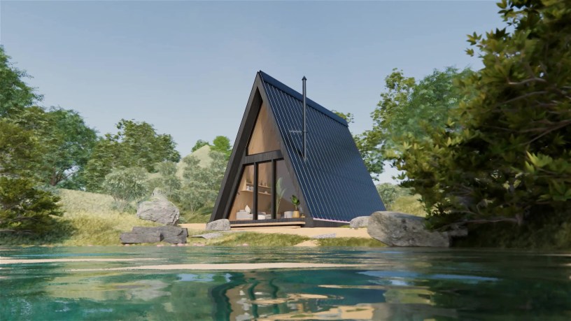 Casa tip a frame pret la rosu si la cheie