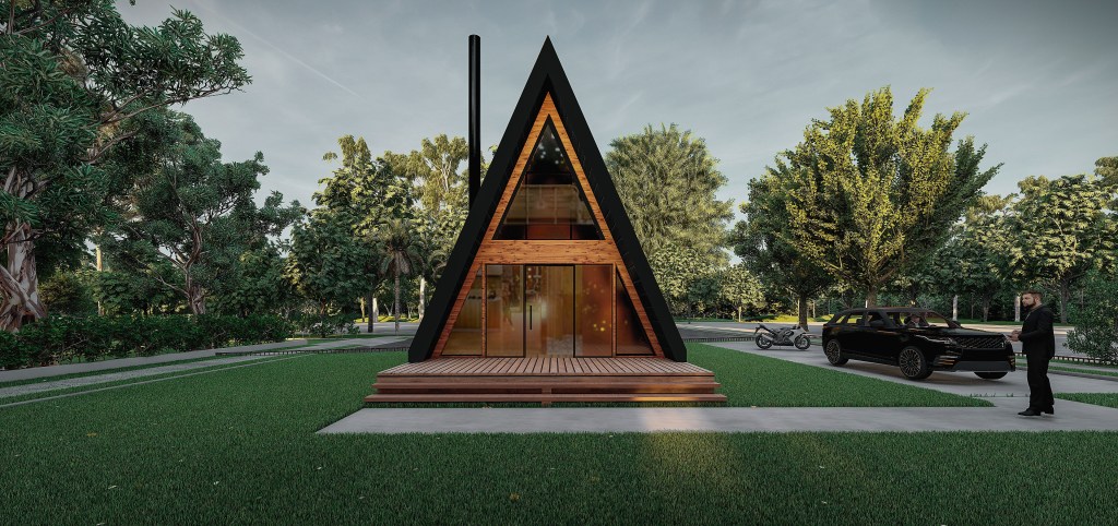 Casa tip a frame - latime 6 metri lungime 8,6 metri planuri de arhitectura si structura