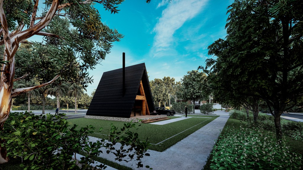 Casa tip a frame - latime 6 metri lungime 8,6 metri planuri de arhitectura si structura