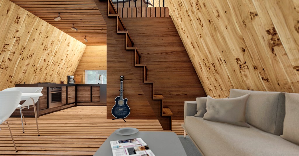 Casa tip a frame - latime 6 metri lungime 8,6 metri planuri de arhitectura si structura