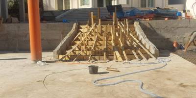 scara pe semirotund - armare, fundatie, turnare beton.