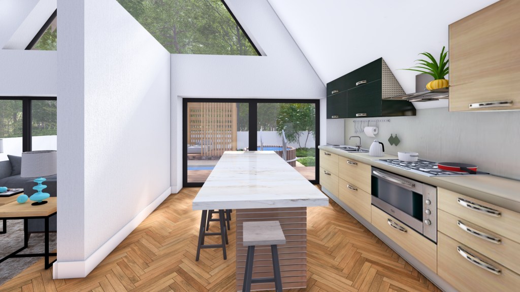 Proiect casa a frame 12 x 13 metri - proeicte case tip a de lemn planuri si fundatii