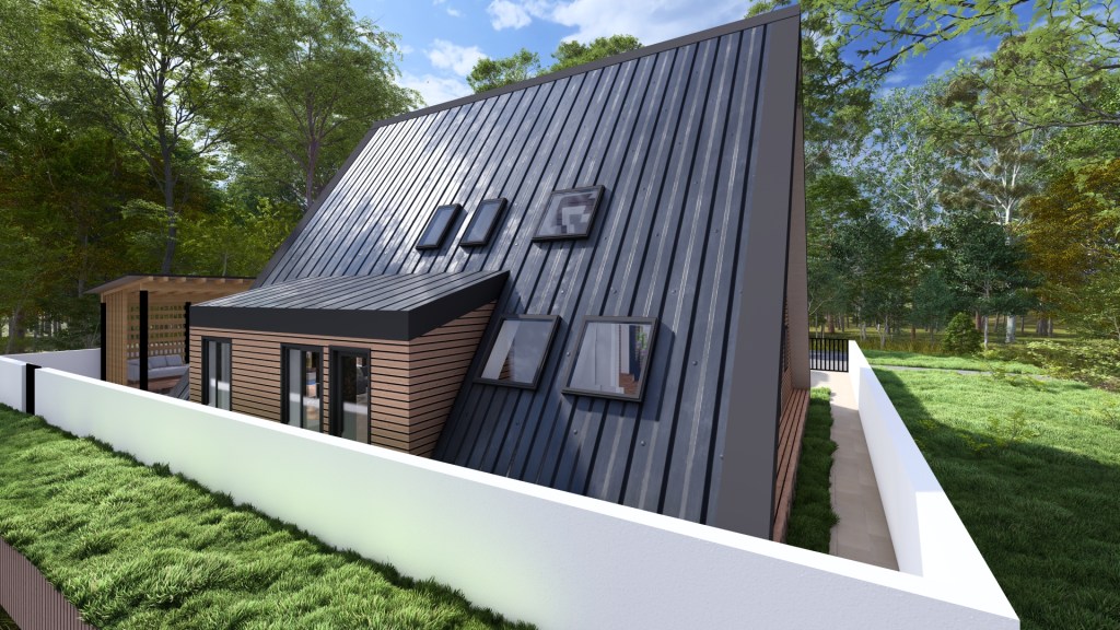 Proiect casa a frame 12 x 13 metri - proeicte case tip a de lemn planuri si fundatii