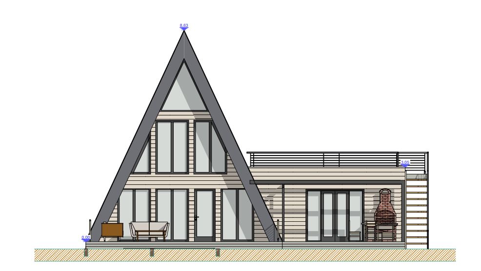 Casa A Frame – #135 – cu extensie laterala – planuri si video